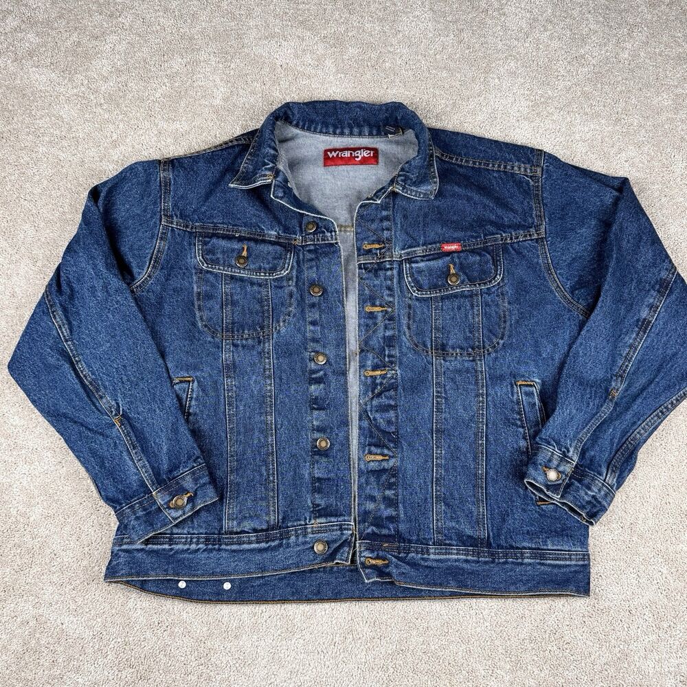 Wrangler Jean Trucker Jacket Mens Denim Vintage Style 90s Rugged Western Large